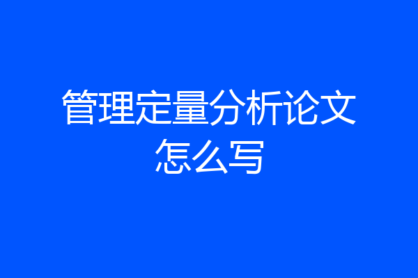 管理定量分析论文怎么写