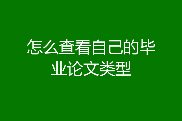 怎么查看自己的毕业论文类型