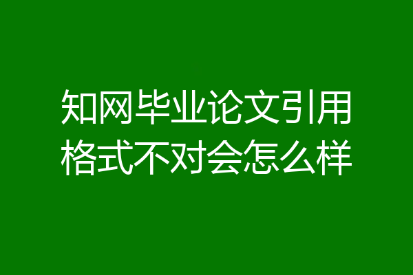 知网毕业论文引用格式不对会怎么样