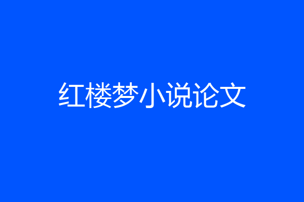 红楼梦小说论文