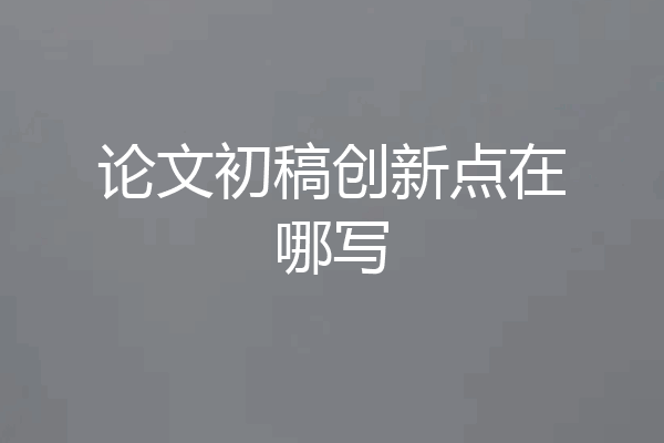 论文初稿创新点在哪写