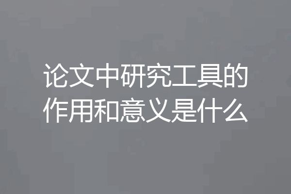论文中研究工具的作用和意义是什么
