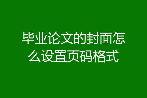 毕业论文的封面怎么设置页码格式