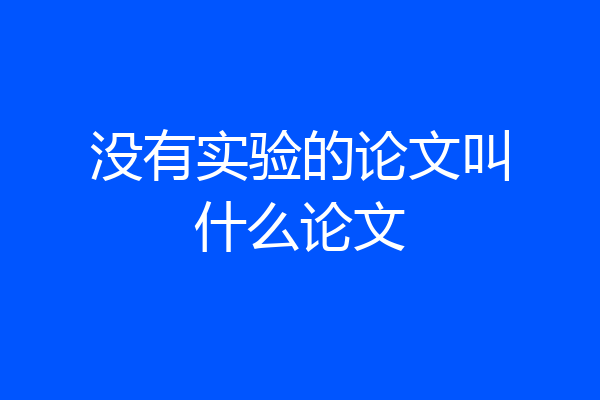 没有实验的论文叫什么论文