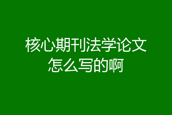 核心期刊法学论文怎么写的啊