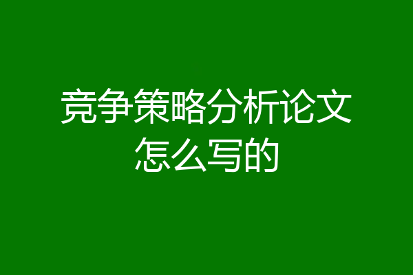竞争策略分析论文怎么写的