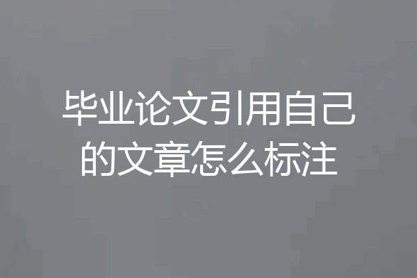 毕业论文引用自己的文章怎么标注