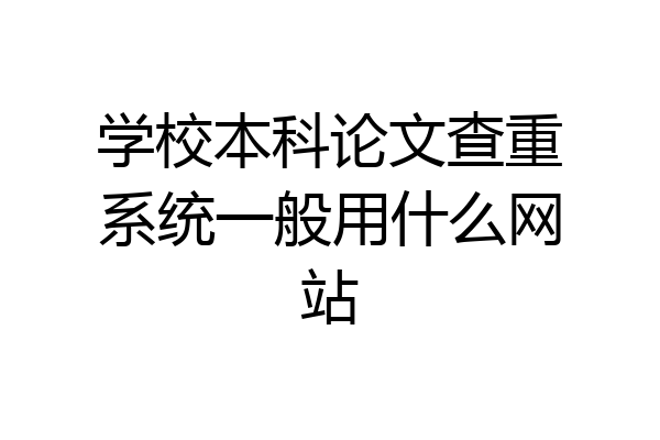 学校本科论文查重系统一般用什么网站