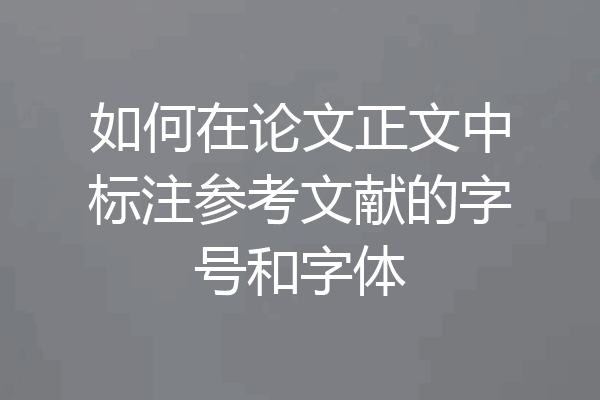 如何在论文正文中标注参考文献的字号和字体