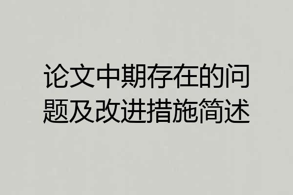 论文中期存在的问题及改进措施简述