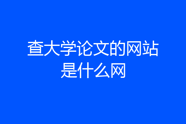 查大学论文的网站是什么网