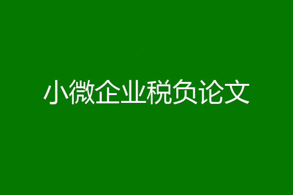 小微企业税负论文