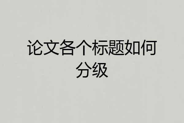 论文各个标题如何分级