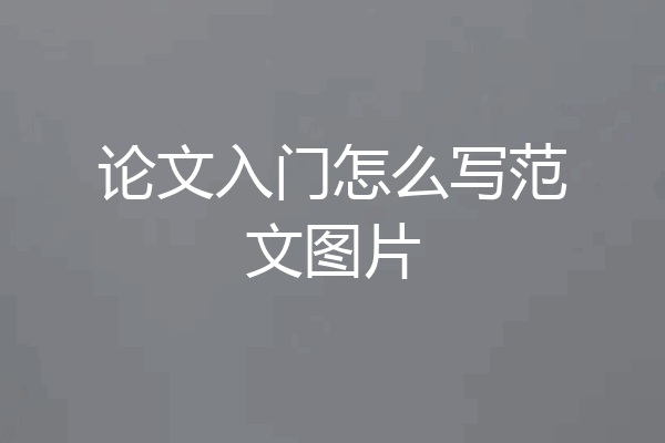 论文入门怎么写范文图片