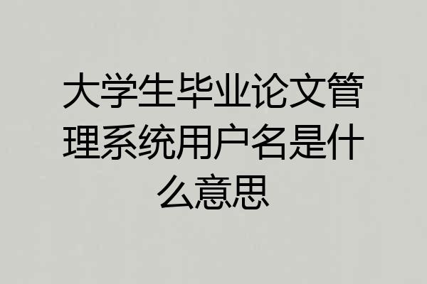 大学生毕业论文管理系统用户名是什么意思