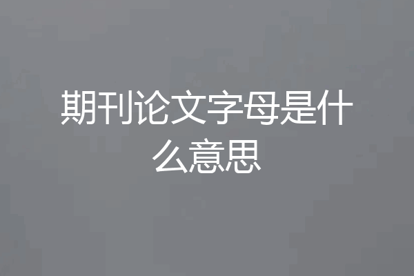 期刊论文字母是什么意思
