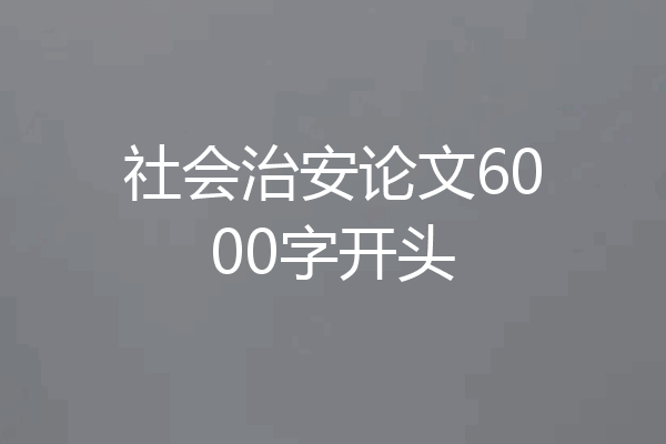 社会治安论文6000字开头