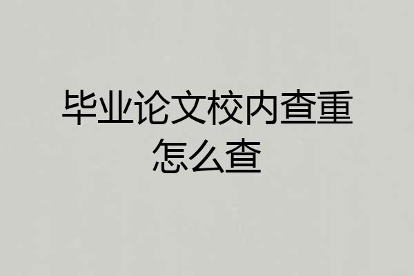 毕业论文校内查重怎么查