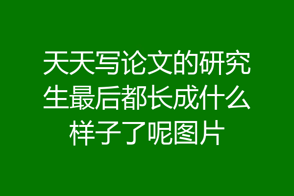 天天写论文的研究生最后都长成什么样子了呢图片