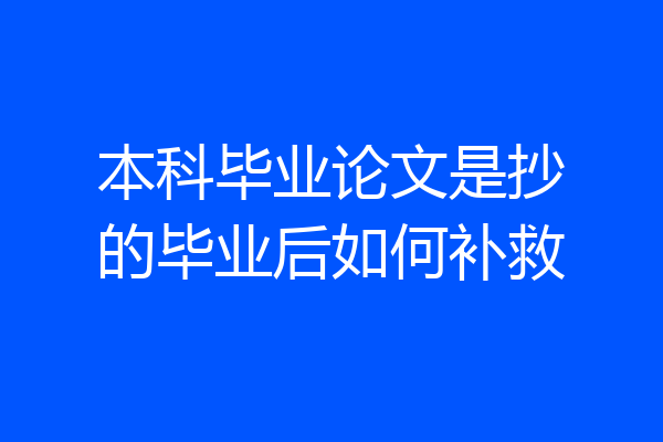 本科毕业论文是抄的毕业后如何补救