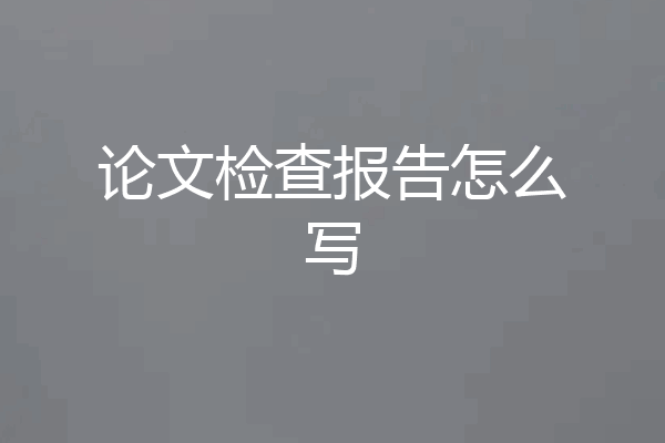论文检查报告怎么写
