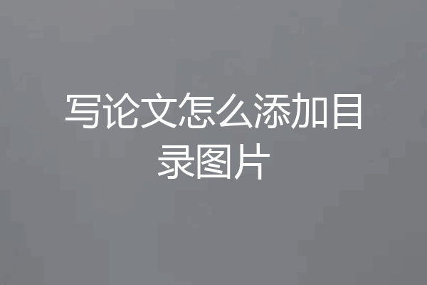 写论文怎么添加目录图片