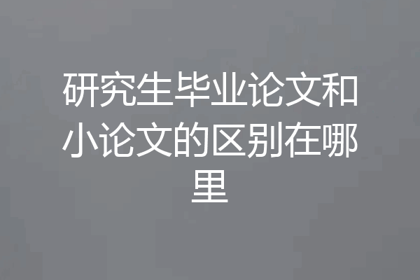 研究生毕业论文和小论文的区别在哪里