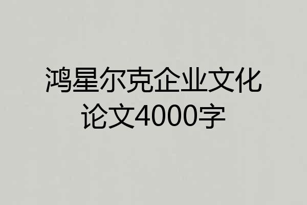 鸿星尔克企业文化论文4000字