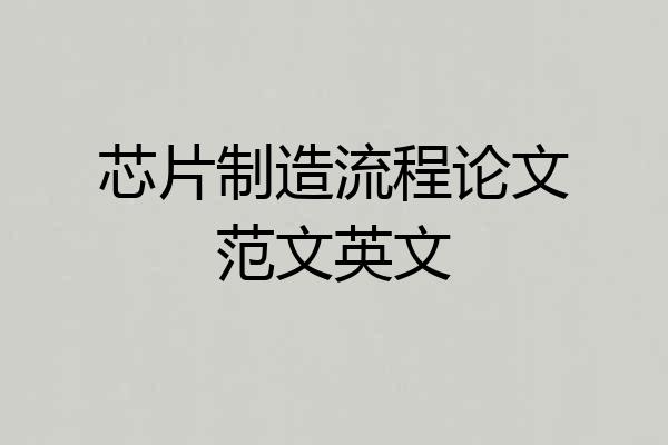 芯片制造流程论文范文英文