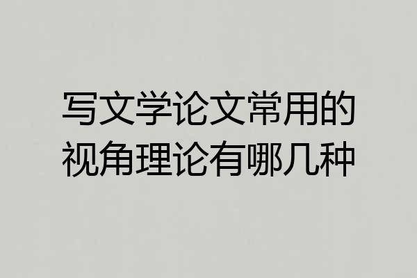 写文学论文常用的视角理论有哪几种