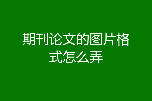 期刊论文的图片格式怎么弄
