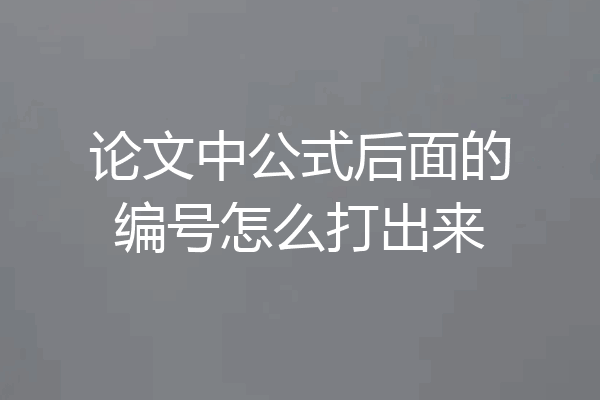 论文中公式后面的编号怎么打出来