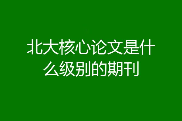 北大核心论文是什么级别的期刊