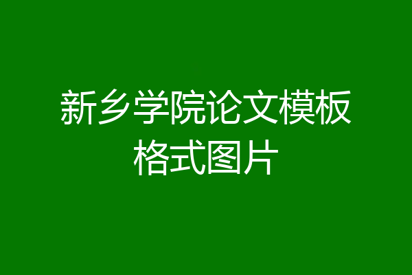 新乡学院论文模板格式图片