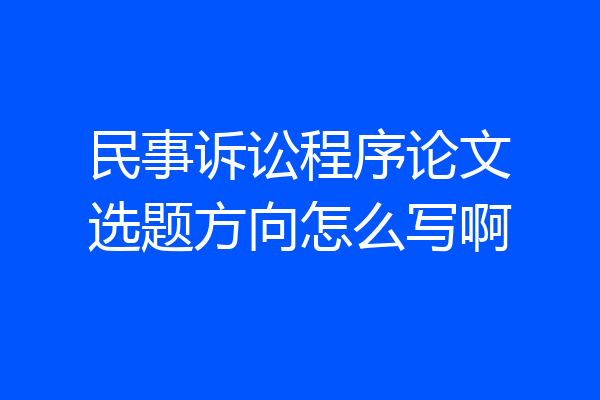 民事诉讼程序论文选题方向怎么写啊