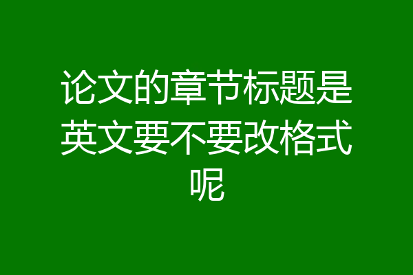论文的章节标题是英文要不要改格式呢