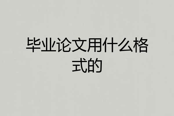 毕业论文用什么格式的