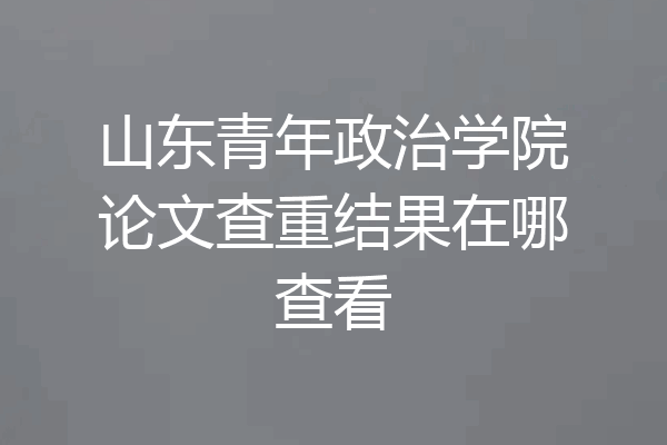 山东青年政治学院论文查重结果在哪查看