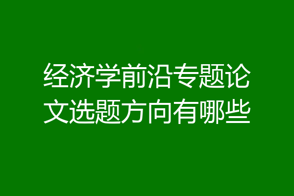 经济学前沿专题论文选题方向有哪些