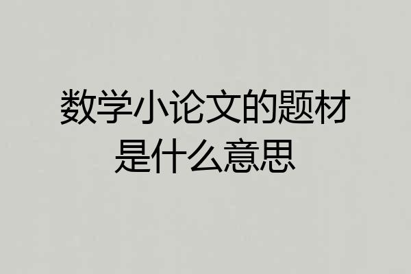数学小论文的题材是什么意思