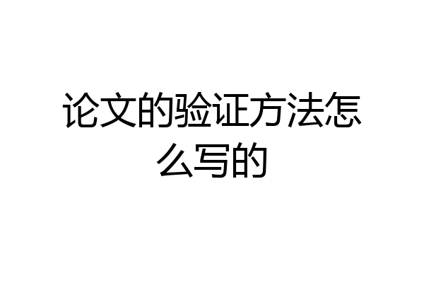 论文的验证方法怎么写的