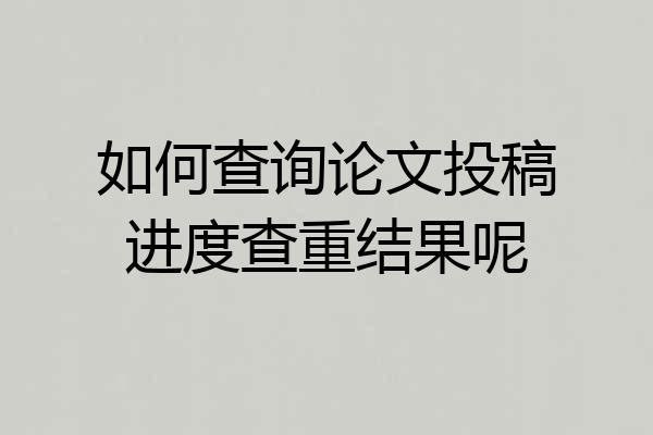 如何查询论文投稿进度查重结果呢