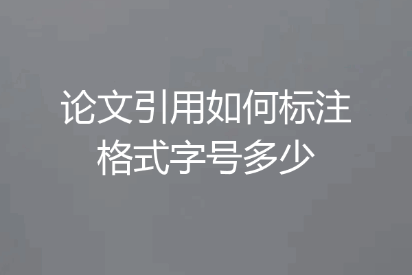 论文引用如何标注格式字号多少
