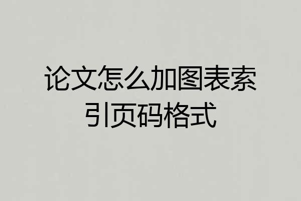论文怎么加图表索引页码格式