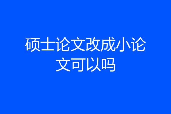 硕士论文改成小论文可以吗