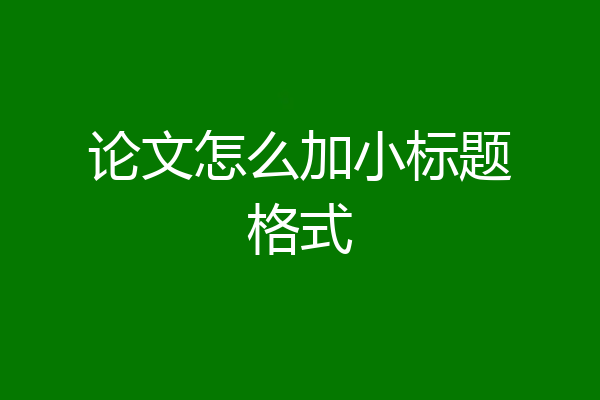 论文怎么加小标题格式