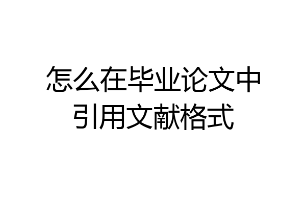 怎么在毕业论文中引用文献格式