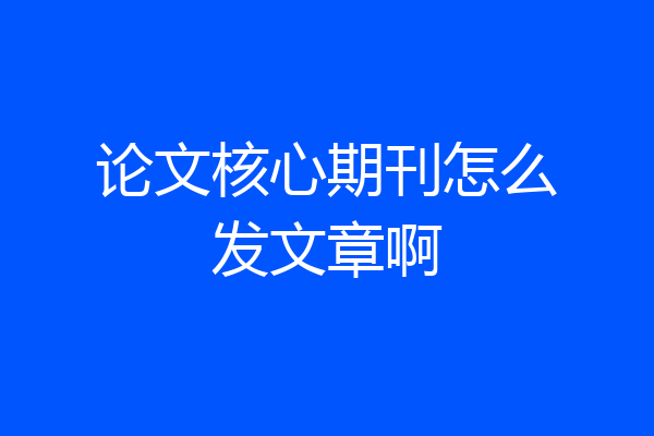 论文核心期刊怎么发文章啊