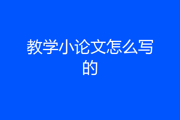 教学小论文怎么写的