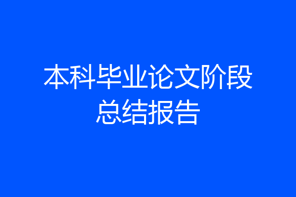 本科毕业论文阶段总结报告